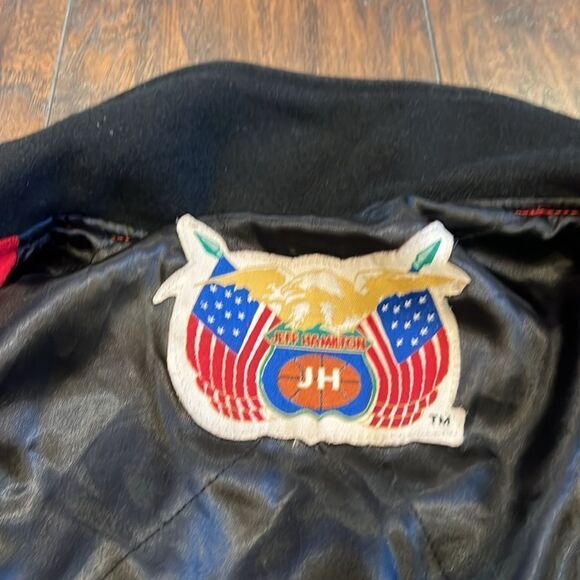 NBA BASKETBALL HARDWOOD CLASSICS HAMILTON LEATHER ABA PATCH JACKET 4XL GUC - Picture 11 of 15